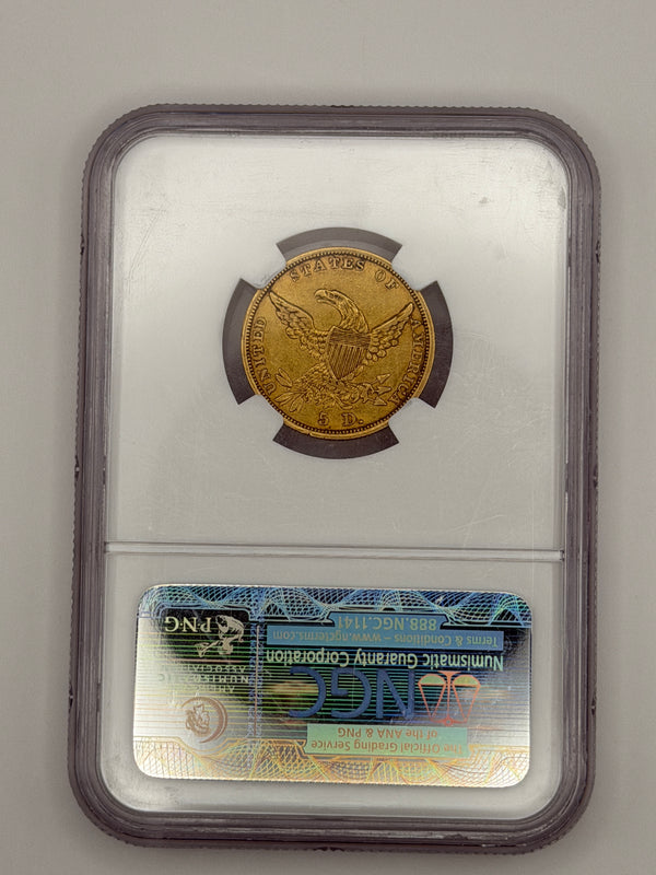 1836 $5 Gold Half Eagle Classic Head NGC AU50 - CoinMogul.com