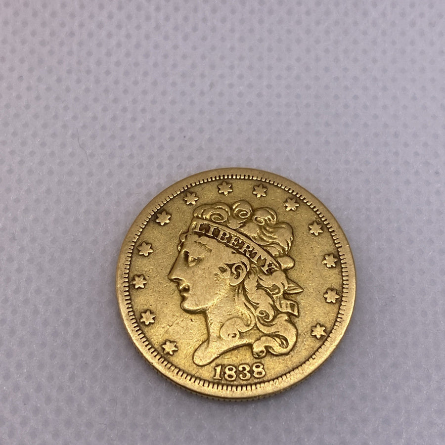 1838 Classic Head $5 Gold Half Eagle Five Dollar Gold Coin US Beautiful Coin #12