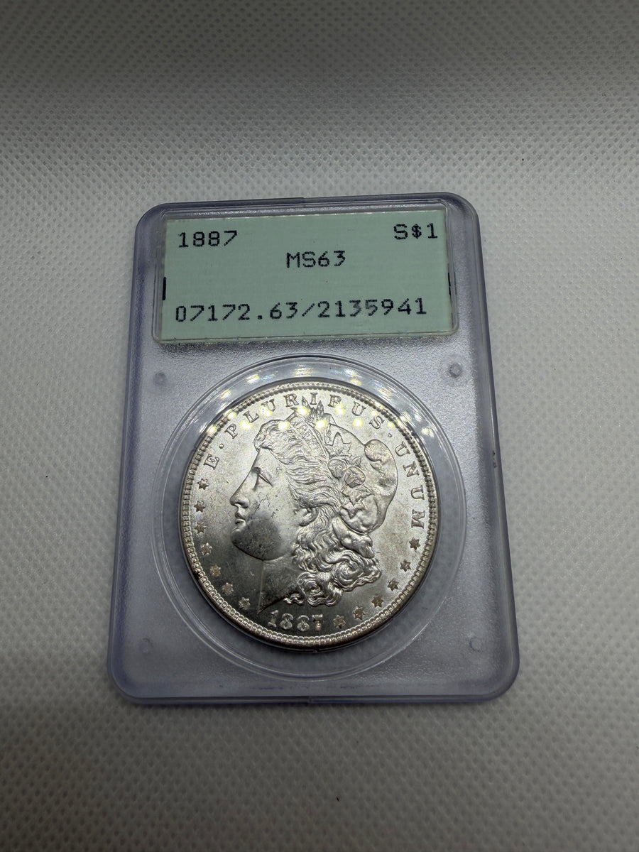 1887 Morgan Silver Dollar – PCGS MS63 | Old Rattler Holder