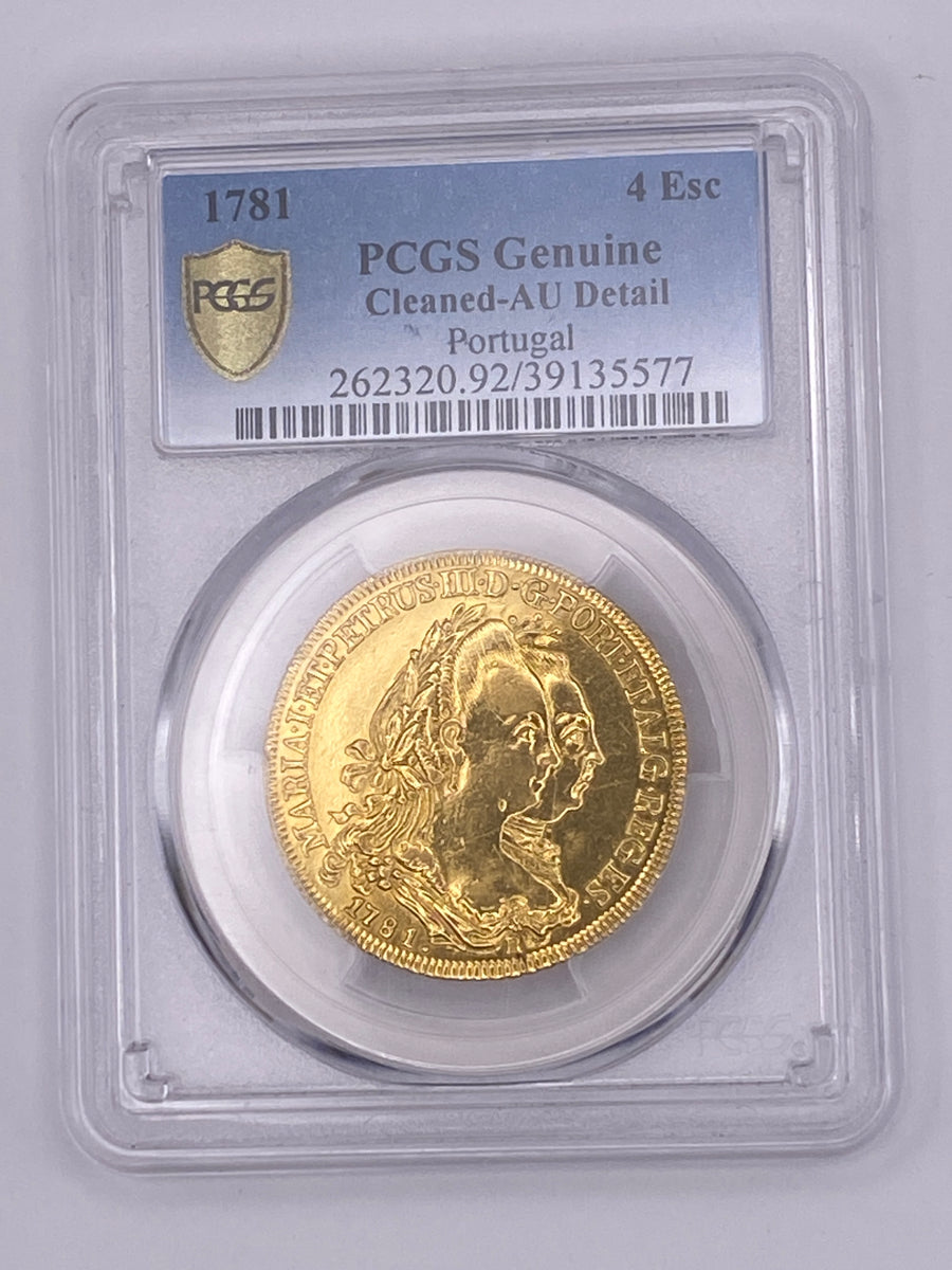 1781 R Portugal 4 Escudos Gold Coin – PCGS AU Details | Colonial Era Gold