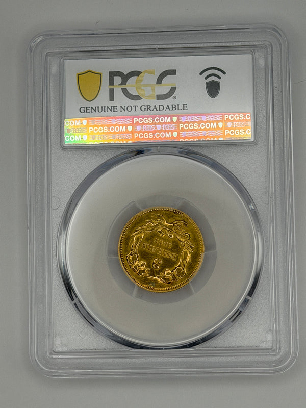1862 $3 Gold Princess Head PCGS AU Details - CoinMogul.com