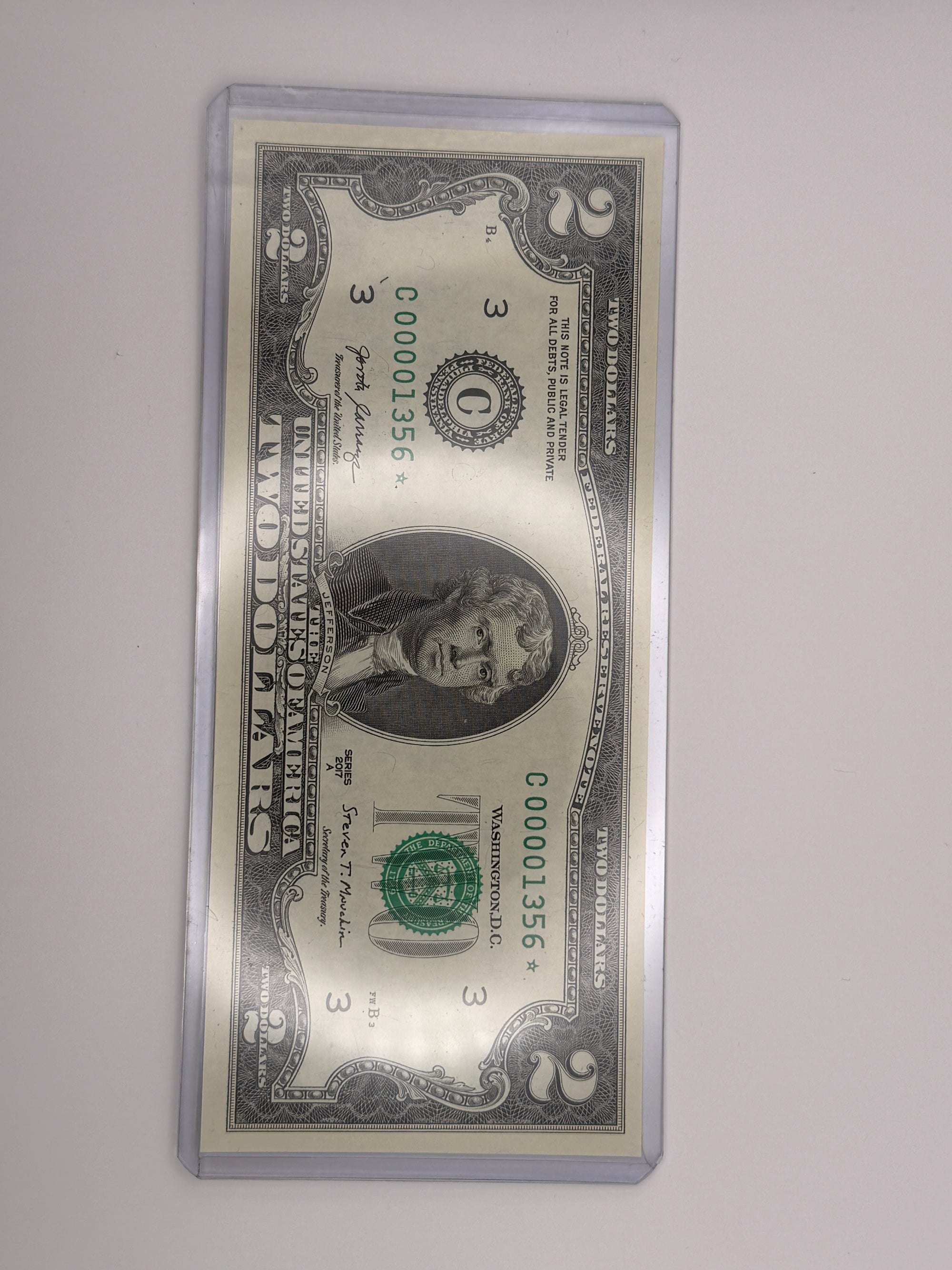 $2 Rare Uncirculated Low FOUR (4) Digits  ⭐️ STAR NOTE ⭐ 1356*
