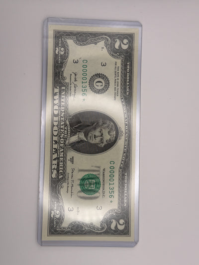 $2 Rare Uncirculated Low FOUR (4) Digits  ⭐️ STAR NOTE ⭐ 1356*