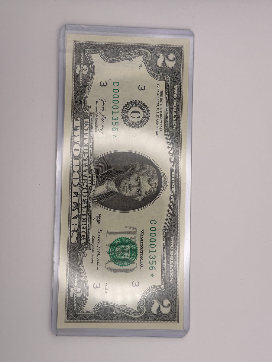 $2 Rare Uncirculated Low FOUR (4) Digits  ⭐️ STAR NOTE ⭐ 1356*