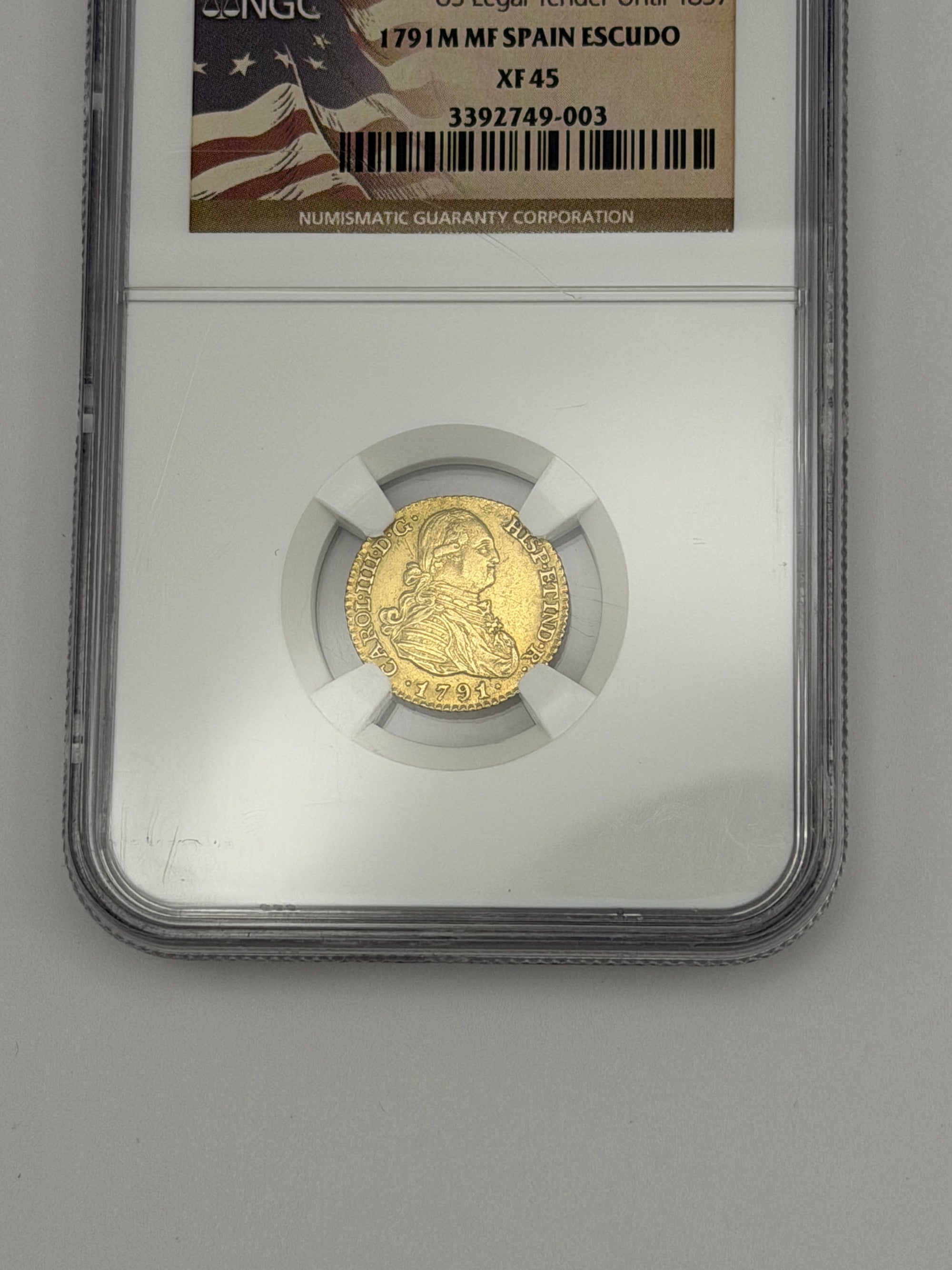 1791 M-MF Spain 1 Escudo Gold Coin – NGC XF45 | Charles IV Colonial Era Gold