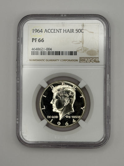 1964 Kennedy Half Dollar Accent Hair – NGC PF66 | Early Proof Variety Silver