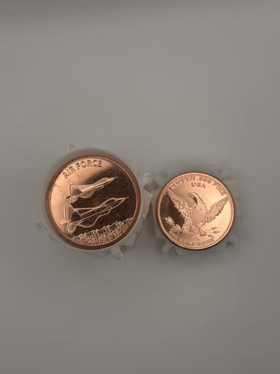 1 Roll (20) 1 oz .999 Fine Copper Rounds F-22 Raptor – United States Air Force