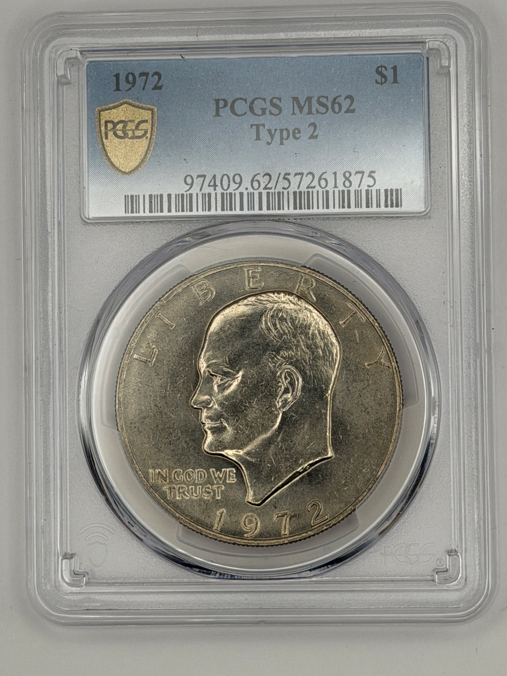 1972 EISENHOWER $1 TYPE 2 PCGS MS62 TYPE II - IKE Dollar Rare High Grade #1875