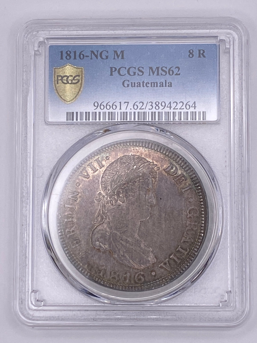 1816 NG-M 8 Reales NGC MS62 – Ferdinand VII TOP POP | Guatemala Mint Silver Dollar