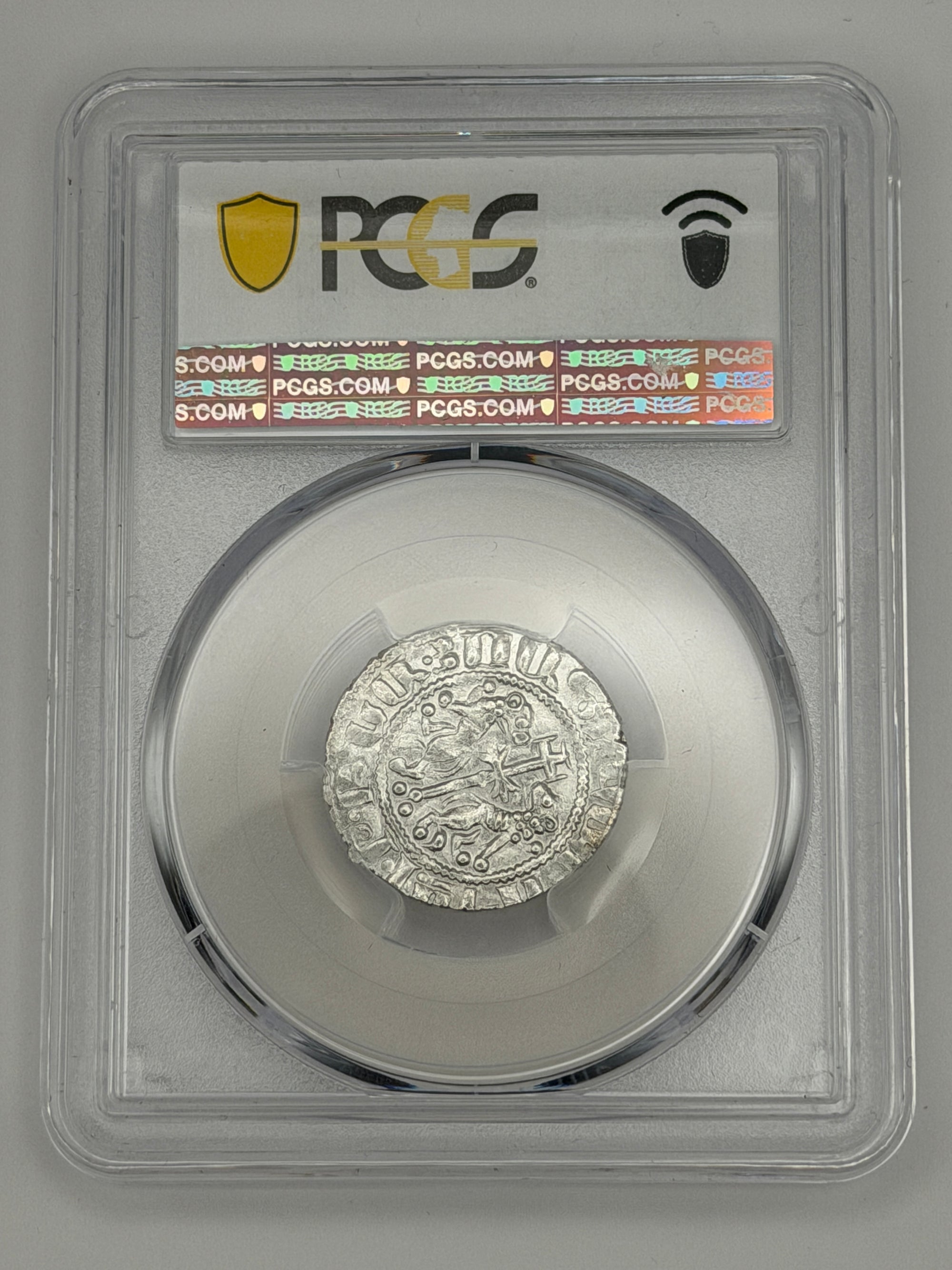 1198–1219 Armenia Tram Levon I – PCGS MS62 | Medieval Cilician Silver Coin
