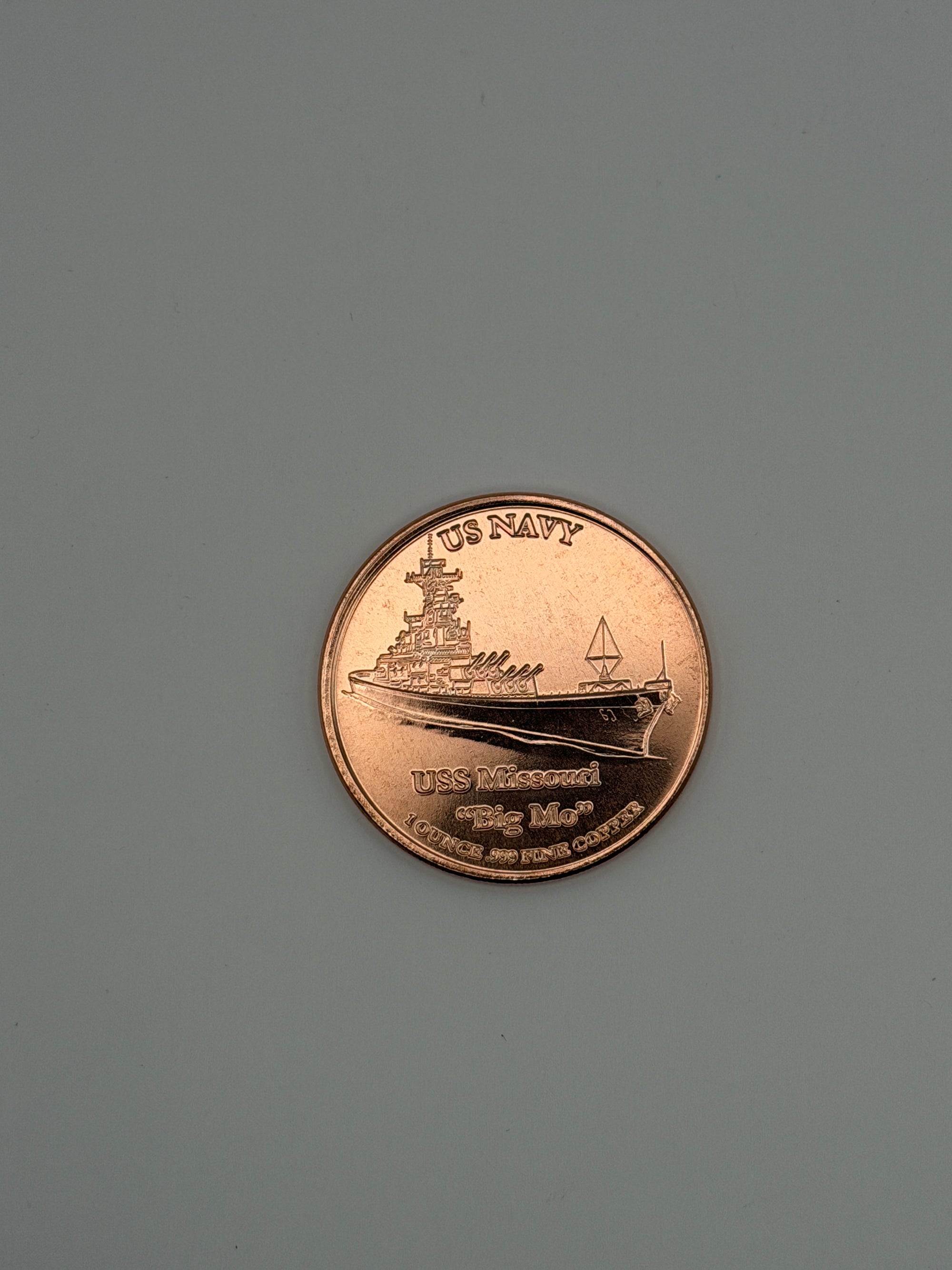 1 Roll (20) 1 oz .999 Fine Copper Rounds "Big Mo" – USS Missouri US Navy Tribute