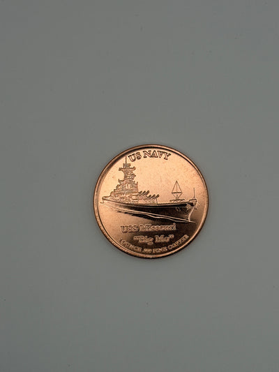 1 Roll (20) 1 oz .999 Fine Copper Rounds "Big Mo" – USS Missouri US Navy Tribute