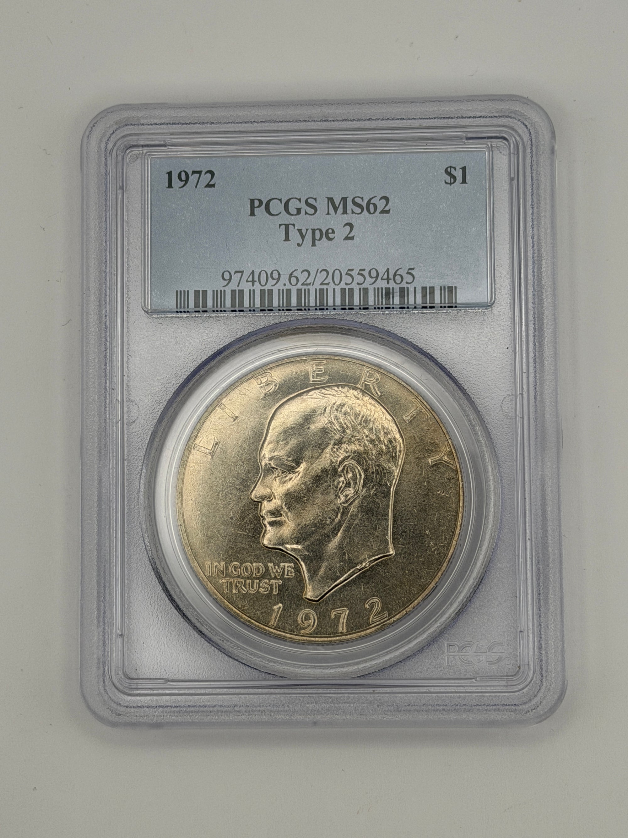 1972 Eisenhower Dollar Type 2 – PCGS MS62 | Rare Type II Reverse Variety #9465