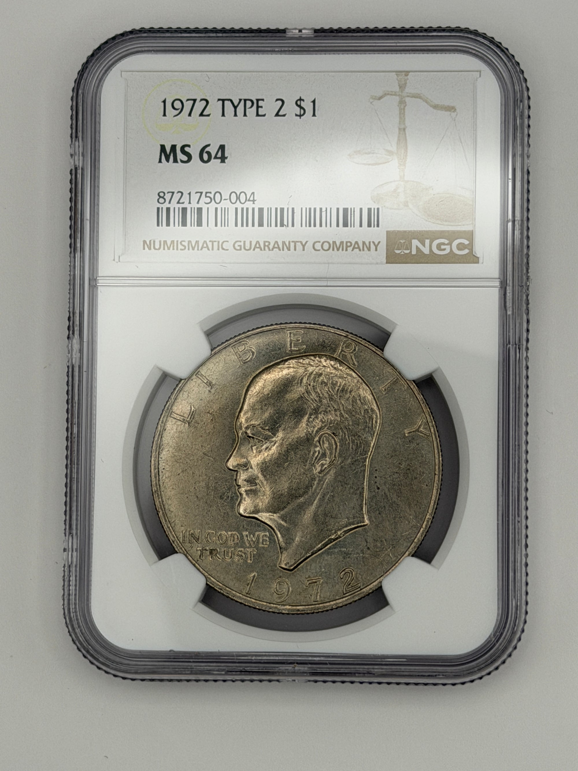 1972 Eisenhower Dollar Type 2 NGC MS64 – Scarce Reverse Variety Ike Dollar #750-004