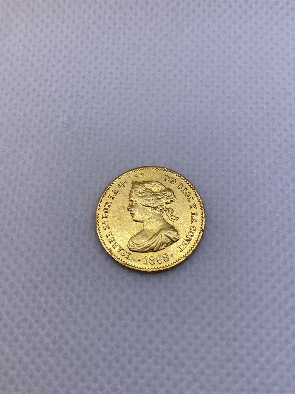 1868 4 Escudos Isabel II Gold Coin Rare