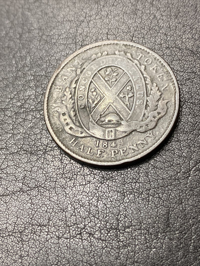 1844 Bank Of Montreal Canada Half Penny Token