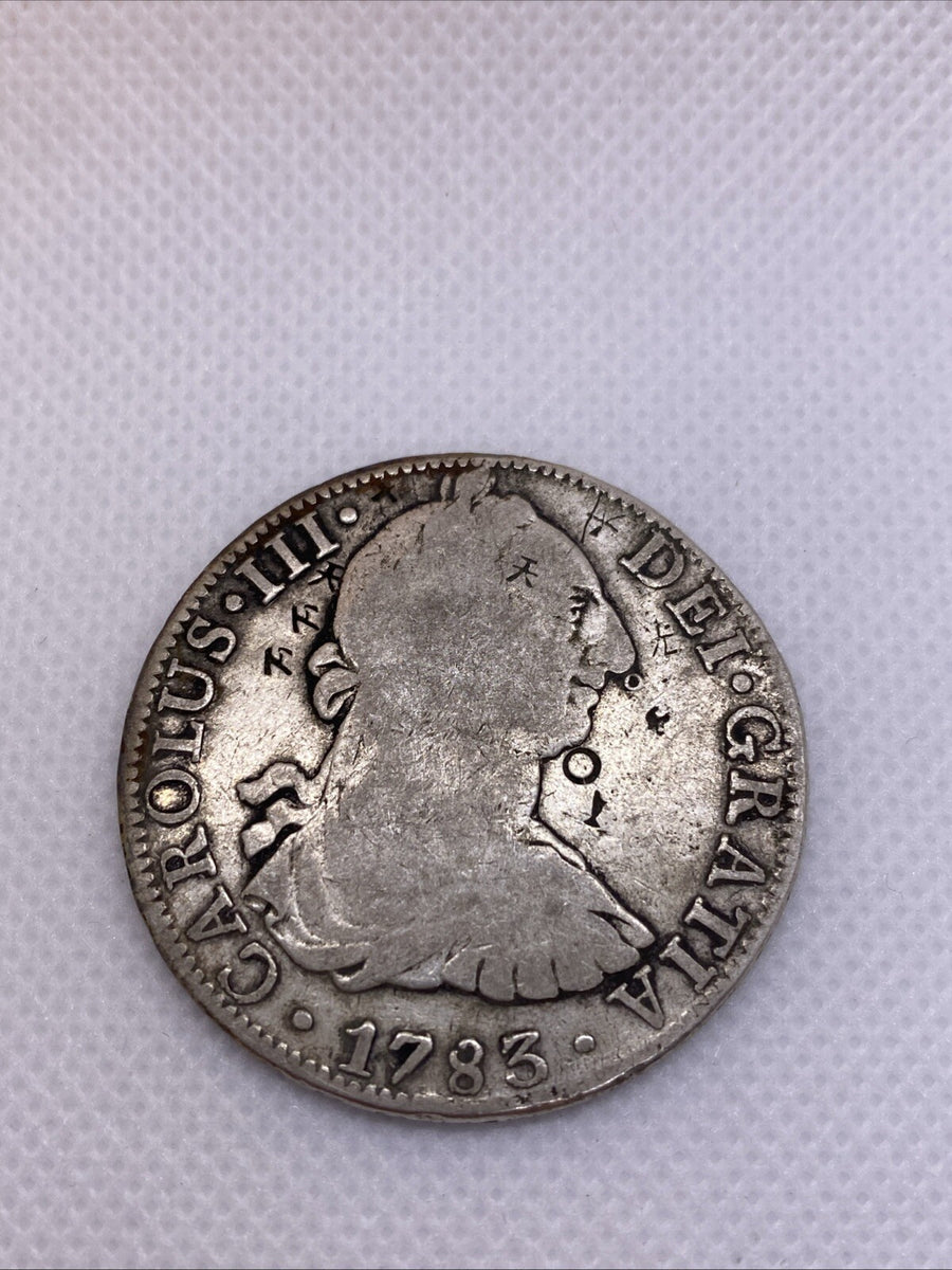 1783 Mexico Silver 8 Reales China Chopmarks Beautiful Silver Coin 2900-10