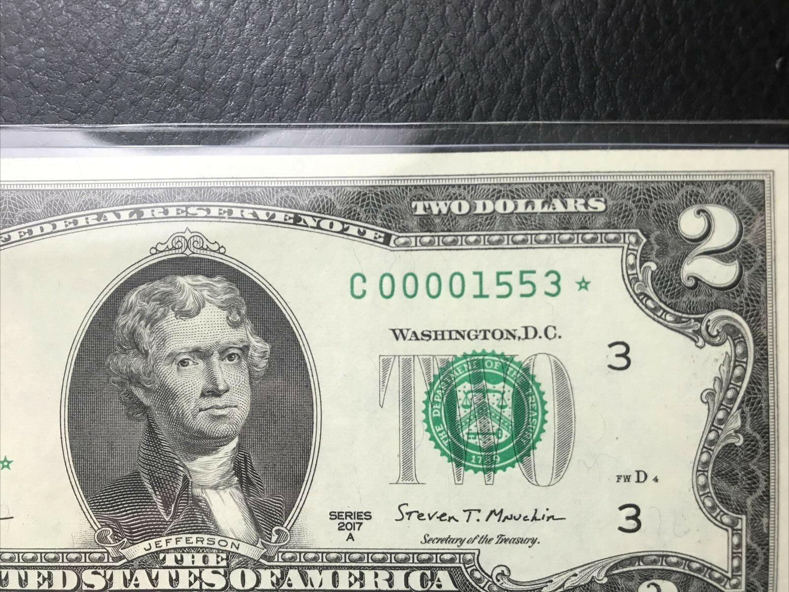 $2 Rare Uncirculated Low FOUR (4) Digits  ⭐️ STAR NOTE ⭐ 1553*