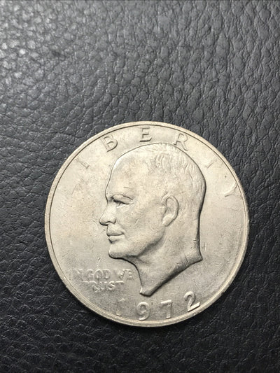 1972 Eisenhower Ike Dollar $1 Mint Error Obverse Struck Through