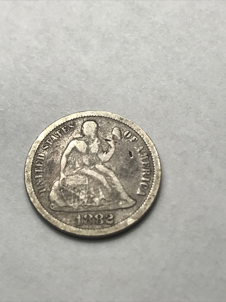 1882 Seated Liberty Dime Silver 90% Coin #YY1882