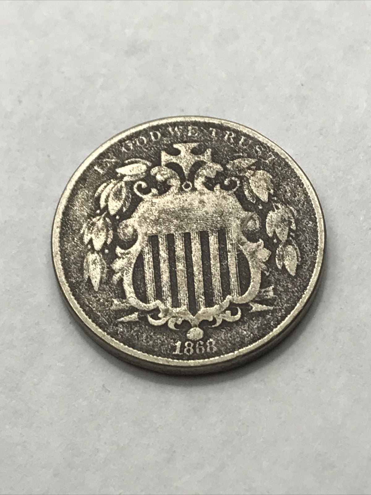 1868 Shield Nickel 5 Cents 5C Civil War Era Nickel US Coin