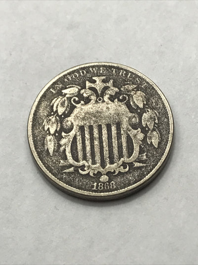 1868 Shield Nickel 5 Cents 5C Civil War Era Nickel US Coin