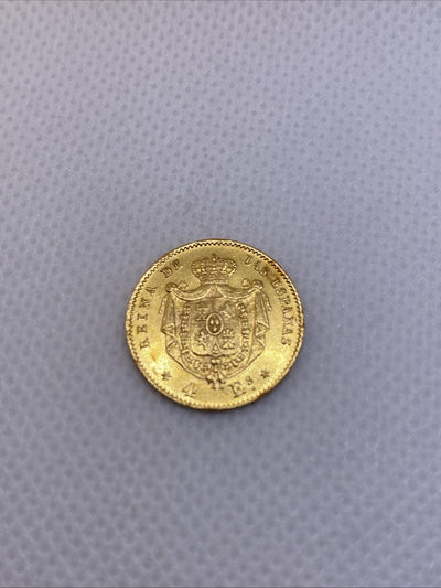 1868 4 Escudos Isabel II Gold Coin Rare