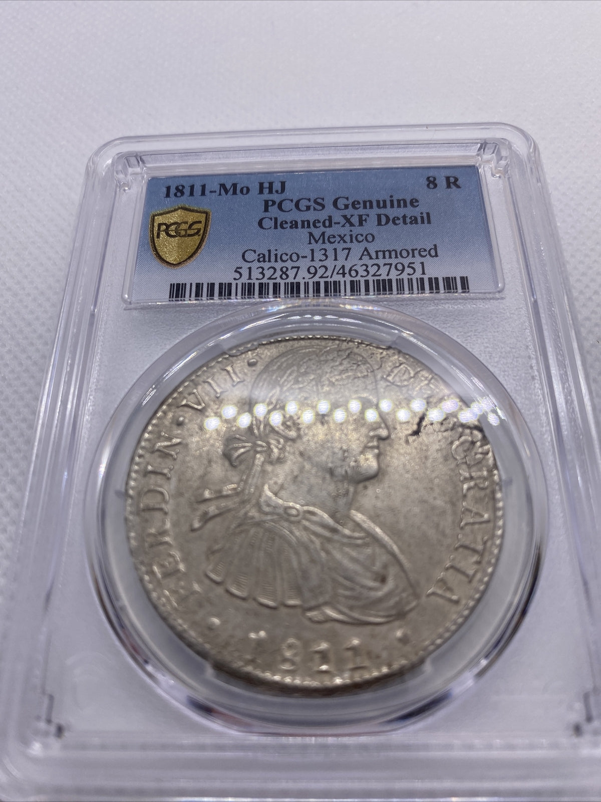 1811 Mo HJ Mexico 8 Reales Armored Bust Large Silver Coin PCGS XF Details #7951