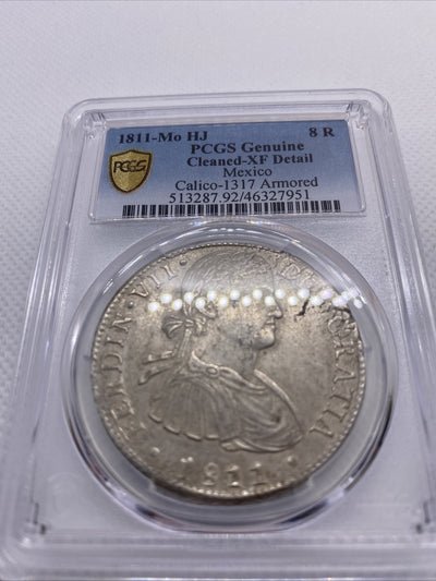1811 Mo HJ Mexico 8 Reales Armored Bust Large Silver Coin PCGS XF Details #7951