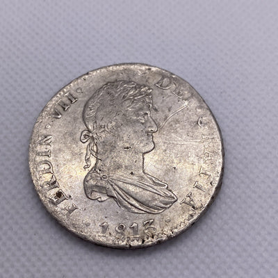 1813 JJ 8 Reals Silver Mexico Coin 8 R Silver Coin Ferdinand VII 7 #4367