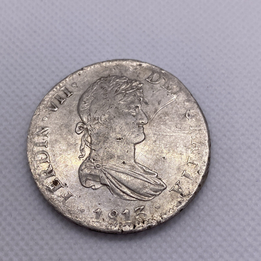 1813 JJ 8 Reals Silver Mexico Coin 8 R Silver Coin Ferdinand VII 7 #4367
