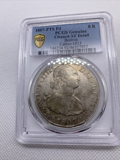 1807 PTS PJ 8 Reales Silver Coin PCGS XF Details Spanish 8R Charles IIII #7957