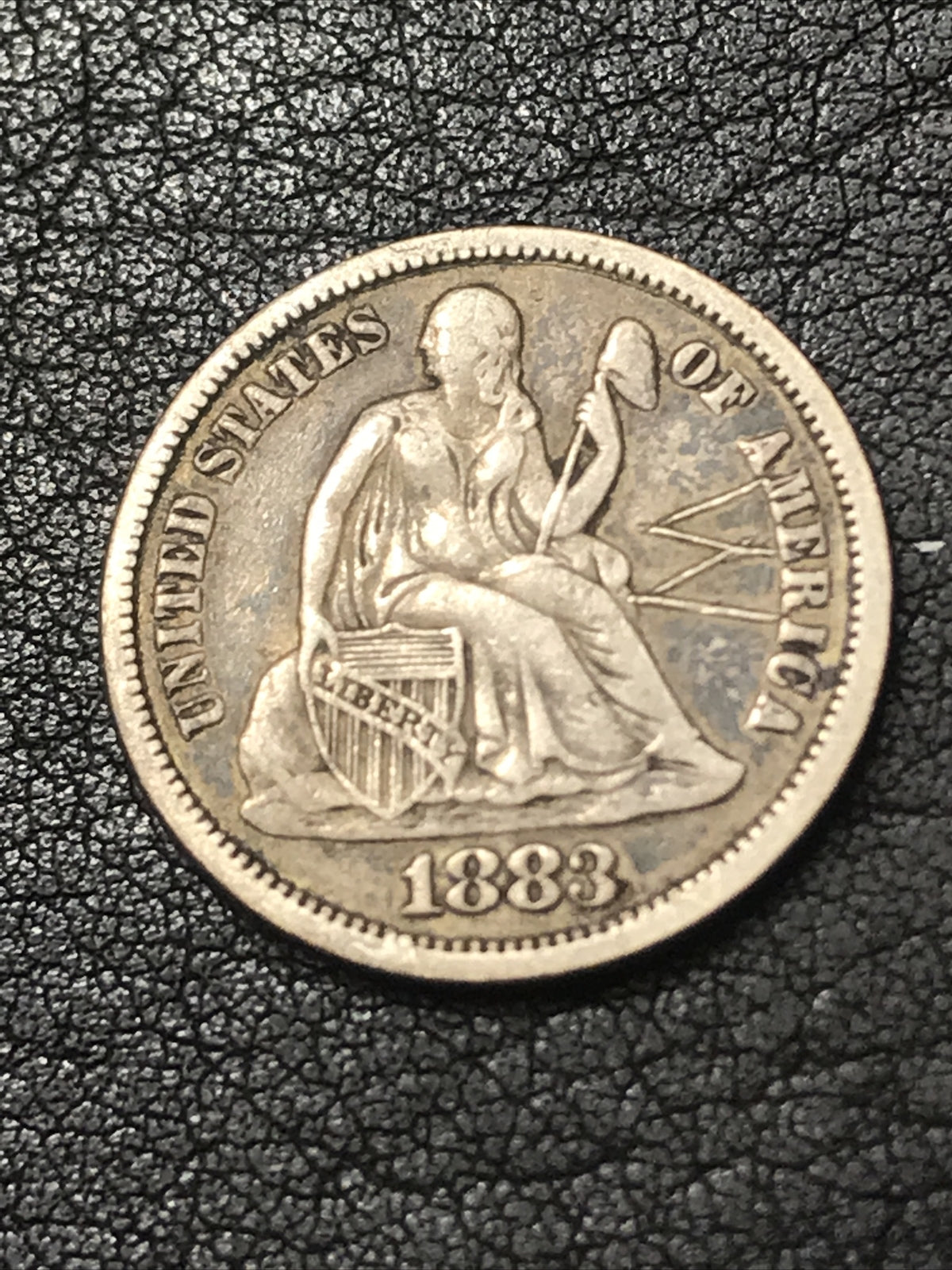 1883 Seated Liberty Silver Dime Personalised with Letter “W” (For Wife?) #9123