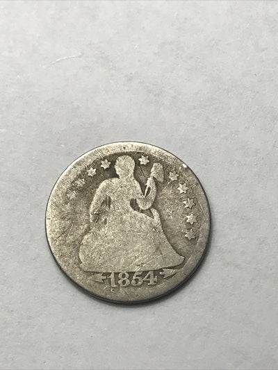 1854 Seated Liberty Dime Silver 90% Coin #BB854 Arrows