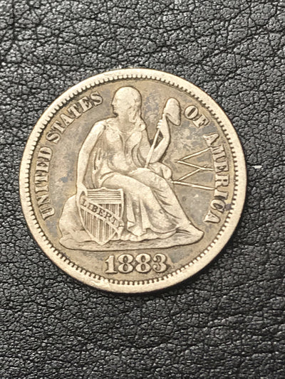1883 Seated Liberty Silver Dime Personalised with Letter “W” (For Wife?) #9123
