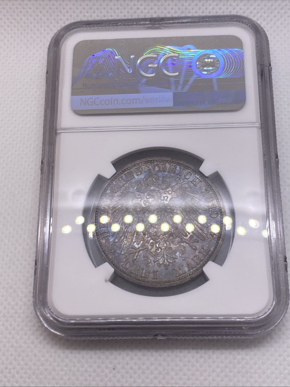 1910A 3M SAXE WEIMAR EISENACH 3 Marks German Wedding NGC MS 62 Silver Toned