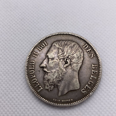 1872 BELGIUM 5 FRANCS LARGE SILVER COIN WORLD SILVER COIN #7645