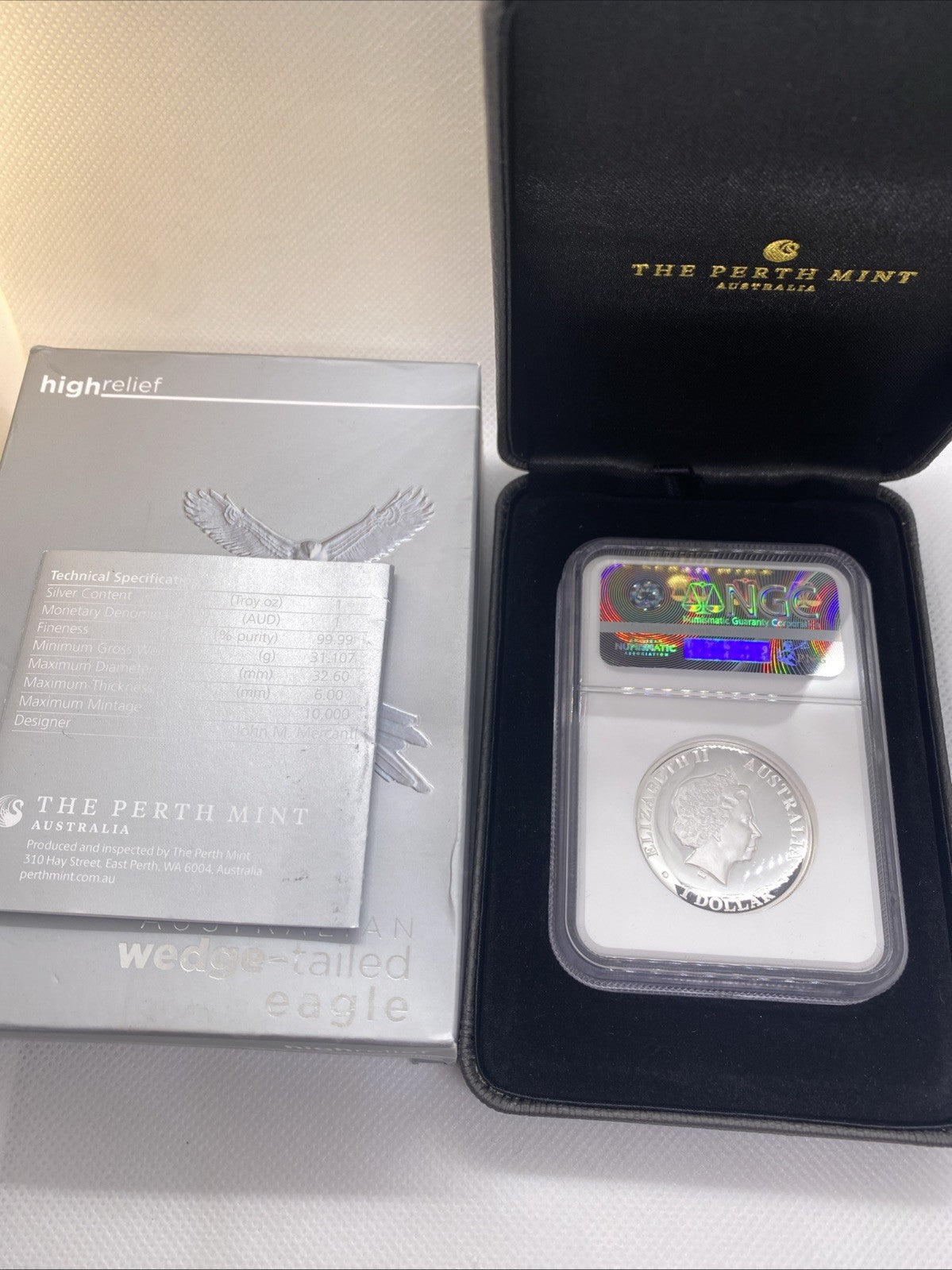 2018 P Australia $1 Wedge Tailed Eagle High Relief NGC PF69 Mercanti
