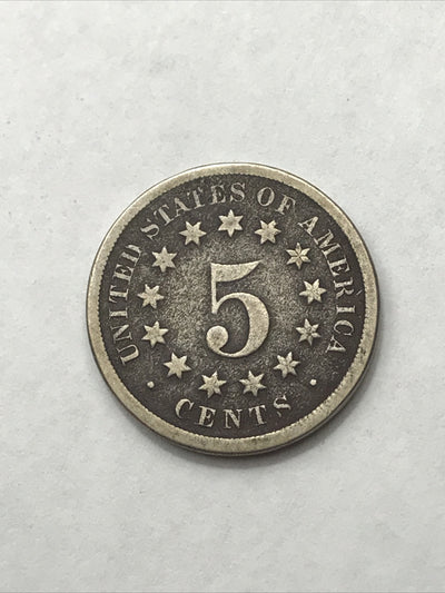 1868 Shield Nickel 5 Cents 5C Civil War Era Nickel US Coin