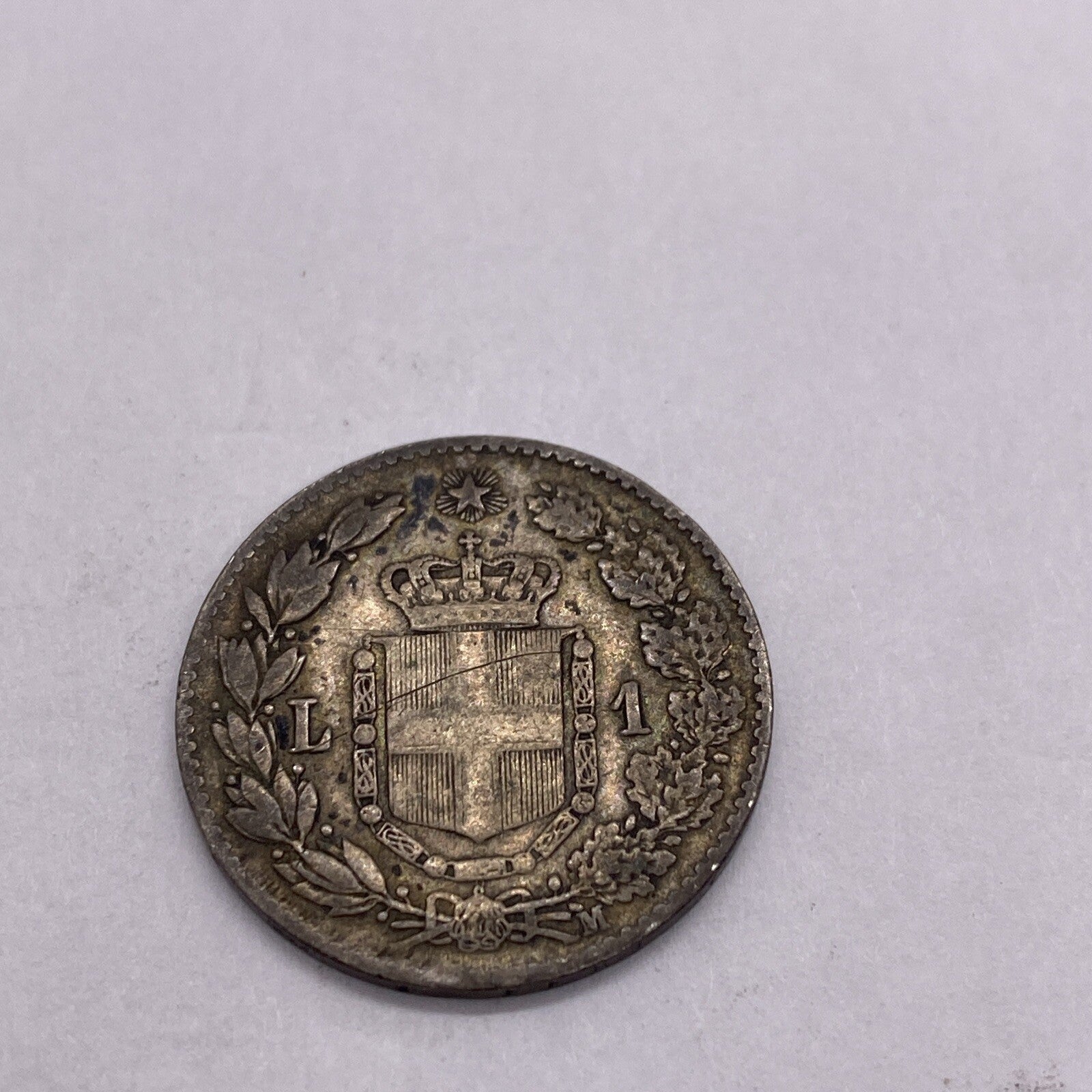 1887  ITALY SILVER ONE 1 LIRA UMBERTO COIN Silver Coin #943-10