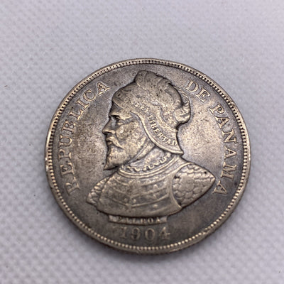 1904 PANAMA SILVER 50 CENTESIMOS CROWN COIN Silver Coin #2355