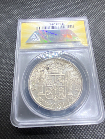 1819 PTS PJ Bolivia Silver 8R 8 Reales AU 55 Details Anacs Silver Potosi #561