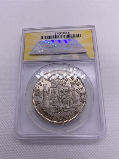 1821 PTS 8 Reales Bolivia Ferdinand VII Silver Anacs AU53 Details Silver #554