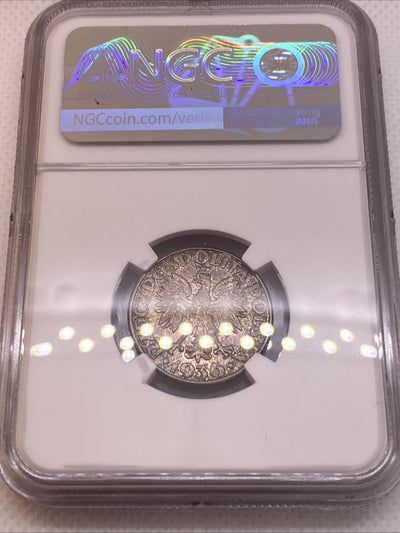 1936 Poland 2 Zlotych Gdynia Seaport Silver Coin NGC MS62 Beautiful Toning Rare