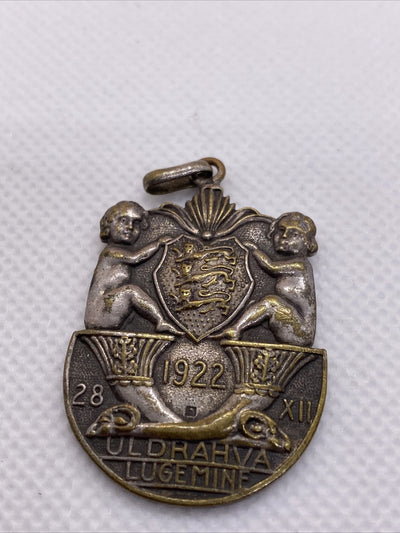 1922 Estonia Population Census Badge Medal With Engraving On The Back SEE
