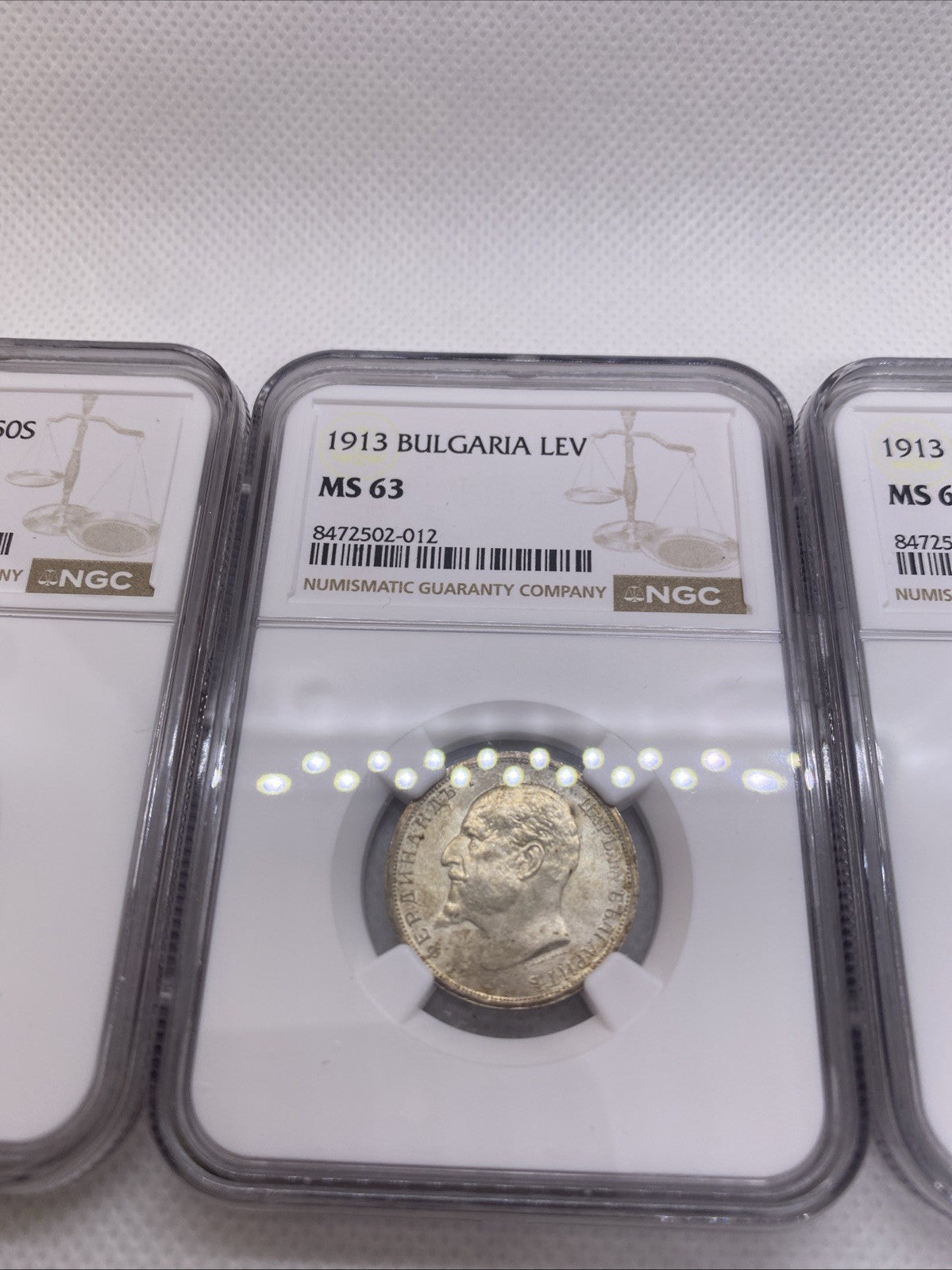 1913 Bulgaria Silver Coin Set 50S, 1 Lev, 2 Leva  Alexander I Coins RARE