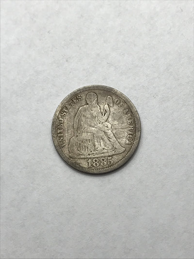 1885 Seated Liberty Dime 10 Cents Silver Coin GGYY