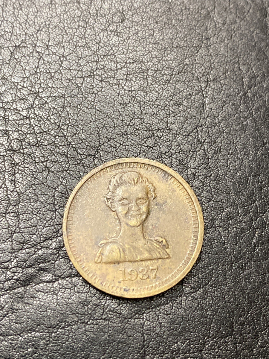 1937 Amelia Earhart Bust Pictorial - Token | Medal | Coin - Blank Reverse