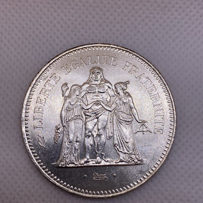 1976 France 50 Francs Silver Coin 50 Fr. Uncirculated Silver Coin #1287-10