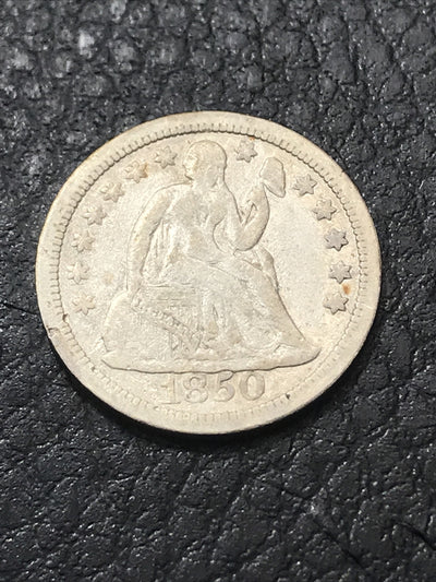 1850 Seated Liberty Dime Philadelphia Mint Silver Coin